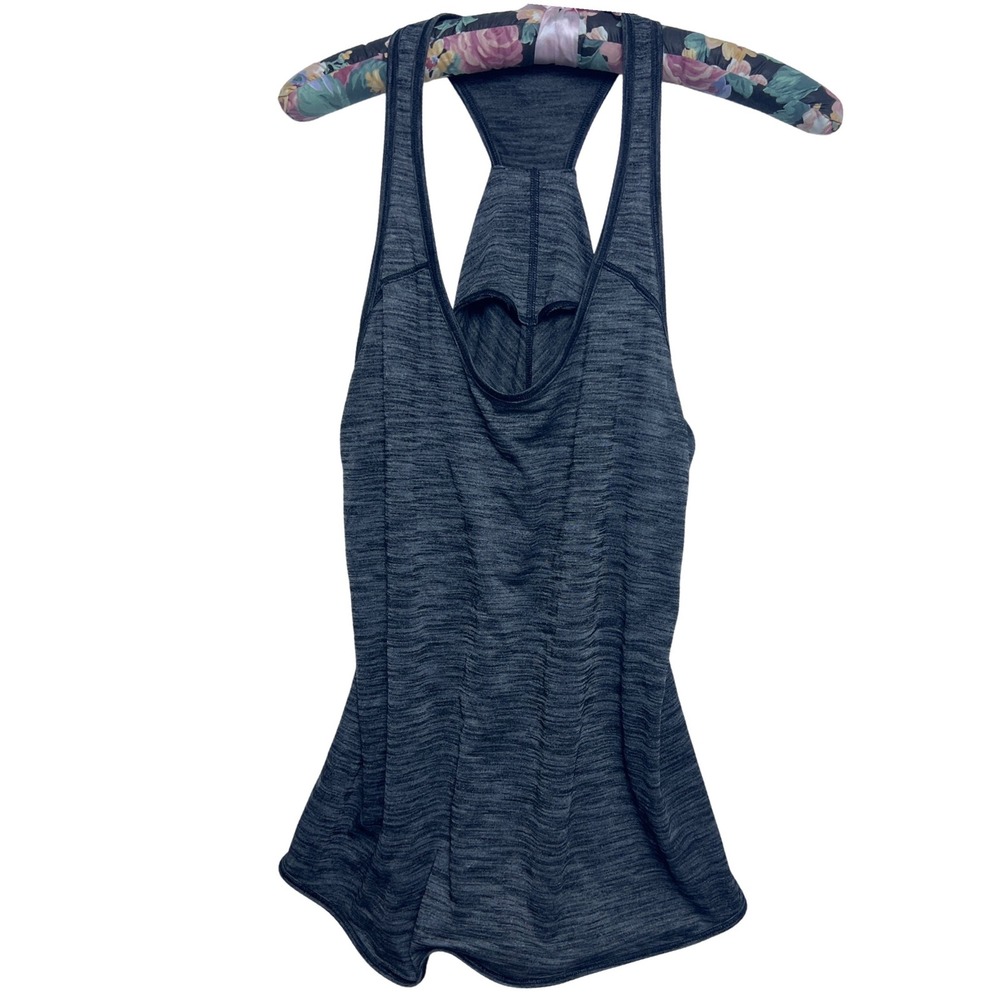 Lululemon Gray Space Dye Racerback Tank‎ Top Gathered Back Activewear Womens Si